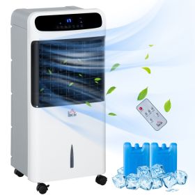 3-In-1 Ice Cooling Fan, Mobile Evaporative Air Cooler with Remote, Timer, Oscillating for Home Office, Bedroom, White