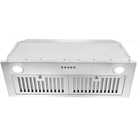 Range Hood Insert 30 Inch; Stainless Steel Kitchen Vent Hood 600CFM; Built-in Kitchen Stove Hood W/Front Button Controls And Front LED Lights; Baffle