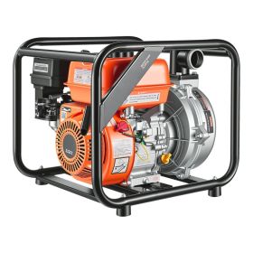 Gas Powered Water Pump, 2 In, 128 GPM 6HP Semi Trash Water Transfer Pump Portable, Gasoline Engine With 25 Ft Discharge Hose, Heavy Duty Frame, Cast I