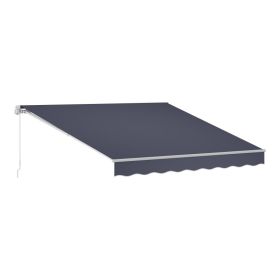 Manual Retractable Awning, 13.1' X 9.8' Outdoor Patio Awning Retractable Sun Shade, Patio Door Window Water-Resistant Polyester Sunshade Shelter With