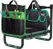 Foldable Garden Kneeler and Seat Bench with Cross-Body Tool Bag, Removable Tool Pouch, Heavy Duty Garden Stool with Soft Kneeling Pad, No Assembly