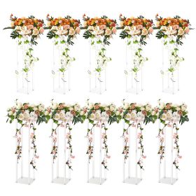 10PCS 23.6inch High Wedding Flower Stand, With Acrylic Laminate,Acrylic Vase Column Geometric Centerpiece Stands