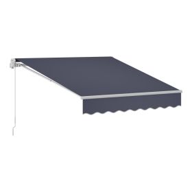 Manual Retractable Awning, 9.8' X 8.2' Outdoor Patio Awning Retractable Sun Shade, Patio Door Window Water-Resistant Polyester Sunshade Shelter With C