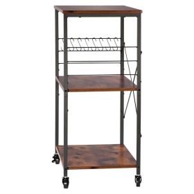 Kitchen Utility Cart, 3 Tier 23.7 In Microwave Stand Coffee Cart, Heavy Duty Storage Rack, Service Trolley On Wheels, Industrial Rolling Work Table Wi