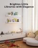 Children's room bookshelf, set of 4 white floating shelves, fan-shaped design, suitable for children's bedrooms, nurseries, and playrooms.