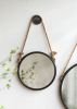 19.5" in Handsome Cleveland Mirror with Rope Strap Contemporary Design Circle Mirror with Round Metal Frame for Wall Decor Bathroom, Entryway
