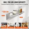 12" x 36" Stainless Steel Shelf, Wall Mounted Floating Shelving with Brackets, 250 lbs Load Capacity Commercial Shelves
