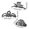 3PCS Black Spider Web Skeleton Hand Skull Hair Claw Clips for Women And Girls, Hiphop Metal Large Medium Size for Thick Thin Hair
