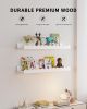 Children's room bookshelf, set of 4 white floating shelves, fan-shaped design, suitable for children's bedrooms, nurseries, and playrooms.