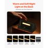 Digital Alarm Clock, Wooden Desk Clock with Dual Alarm, USB Port, Snooze, Night Light, Voice Control, Adjustable Volume