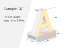 Magnetic LED Light Capital Letter, (E) H3.7" 3000K