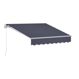 Manual Retractable Awning, 8.2' X 6.6' Outdoor Patio Awning Retractable Sun Shade, Patio Door Window Water-Resistant Polyester Sunshade Shelter With C