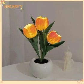 Tulip Lamp - LED Replica Tulip Table Lamp With Flower Vase For Desktop Decoration. Suitable For Home, Living Room, Desktop Decoration, Holiday Gifts, (Option: Orange)