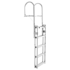 Retractable Dock Ladder, 5 Steps, Aluminum Alloy Pontoon Boat Swim Ladder, With Non-Slip Wide Steps, 350 Lbs Weight Capacity, Adjustable Height, (Option: default)