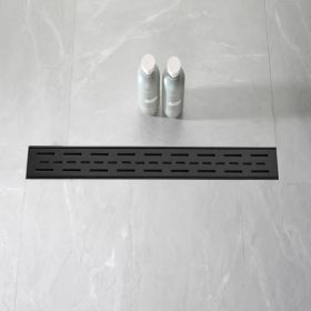 28 Inch Linear Shower Drain With Removable Brick Patterned Grate Cover, 304 Stainless Steel Shower Floor Drain With Hair Strainer And Leveling Feet (Option: Defaulttitle)
