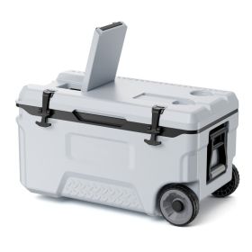 Hard Cooler, 52QT Portable Rolling Cooler With Wheels, Leak-Resistant Coolbox Keeps Contents Cool For 48 Hours, Ice Retention Insulated Chests, U (Option: default)