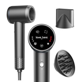 Hair Dryer With Diffuser, Ionic High-Speed Blow Dryer 600 Million Negative Ions, Fast Drying, Quiet & Lightweight Hair Dryer For Women & Men, Smart To (Option: Gray)