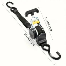 1pc Retractable Ratchet Strap, Self Retractable Tie Down Strap, 10ft Tensile Strength, 1500lbs Tensile Strength, Strong Black Heavy Duty Automatic Rat (Option: WhiteTshapedhandle)