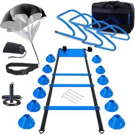 Professional Agility Ladder Training Set For Speed & Footwork - Adjustable Fitness Equipment With Carry Bag For Coordination, Quickness & Agility Dril (Option: Blue)