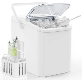 Countertop Ice Maker With Handle, 26lbs&24H Portable Ice Machine, 9 Bullet Ice Cubes Ready In 6 Mins, Self-Cleaning, Quiet Compact Ice Maker For Home, (Option: White)