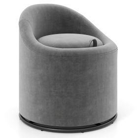 Barrel Chair with Storage 360° Swivel Upholstered Vanity Chair (Color: Gray)