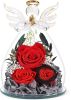 Gifts for Mom Birthday Gifts for Women Preserved Rose Forever Flower in Glass Angel Figurines Fresh Flowers for Delivery Anniversary Mothers Day Real