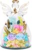 Gifts for Mom Birthday Gifts for Women Preserved Rose Forever Flower in Glass Angel Figurines Fresh Flowers for Delivery Anniversary Mothers Day Real