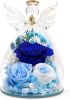 Gifts for Mom Birthday Gifts for Women Preserved Rose Forever Flower in Glass Angel Figurines Fresh Flowers for Delivery Anniversary Mothers Day Real