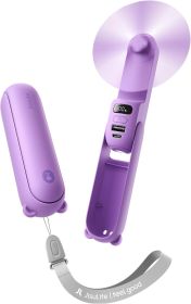 Handheld Travel Fan, Upgraded Mini Portable Fan with Up to 24 Working Hours for Long-term Outdoor Cooling, Combines Power Bank and Flashlight (Color: Purple)