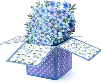 3D Pop Up Mothers Day Card, Best Mom Ever, Handmade Flowers Pop Up Card for Mom, Wife, Women, Her, Mother Birthday Card with Envelope & Notecard (Color: Forget-Me-Not Bouquet)