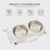 Double Cat Food Bowl with Non-Slip Base, Stainless Steel Food & Water Bowls Set with Easy-to-Clean Detachable Design, Pet Feeder for Cats & Dogs