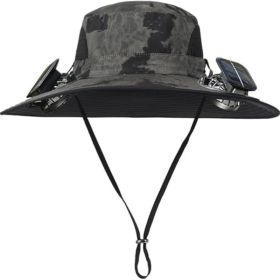 Solar Fan Hat Rechargeable 2Detachable Solar Fans,Water-Repellent Wide Brim Bucket Hat, Outdoor Camping Hiking Golf Sun Hat (Color: Armgreen)