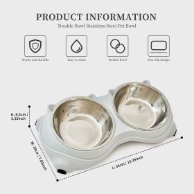Double Cat Food Bowl with Non-Slip Base, Stainless Steel Food & Water Bowls Set with Easy-to-Clean Detachable Design, Pet Feeder for Cats & Dogs (Color: Grey)