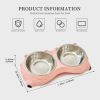 Double Cat Food Bowl with Non-Slip Base, Stainless Steel Food & Water Bowls Set with Easy-to-Clean Detachable Design, Pet Feeder for Cats & Dogs