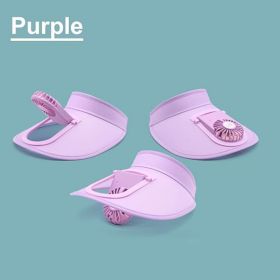 Sun Visors Hat with Fan for Women - Fan Visor Hat (size: Purple    6-8)