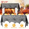 Halloween Fireplace Mantle Scarf - 96x18 Inch Black Lace Scarf with Spider Web, Bat & Spider Design, Lightweight Durable - Ideal for Haunted House