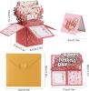3D Pop Up Mothers Day Card, Best Mom Ever, Handmade Flowers Pop Up Card for Mom, Wife, Women, Her, Mother Birthday Card with Envelope & Notecard