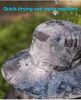 Solar Fan Hat Rechargeable 2Detachable Solar Fans,Water-Repellent Wide Brim Bucket Hat, Outdoor Camping Hiking Golf Sun Hat