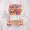 3D Pop Up Mothers Day Card, Best Mom Ever, Handmade Flowers Pop Up Card for Mom, Wife, Women, Her, Mother Birthday Card with Envelope & Notecard