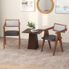 Mid Century Wooden Accent Chairs with Leathaire Seat Cushions Set of 2
