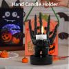 Halloween Decorations Indoor Skeleton Hand Ring Holder Tealight Candle Holder for Gothic Table Decor Jewelry and Earring Organizer