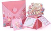 3D Pop Up Mothers Day Card, Best Mom Ever, Handmade Flowers Pop Up Card for Mom, Wife, Women, Her, Mother Birthday Card with Envelope & Notecard