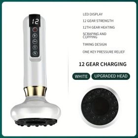 Cupping Massager, 12-level Body Scraping Tool, Cupping Tool. USB Rechargeable, Equipped With 1800mAh Lithium Battery, Available In White, Green, Gray (Option: White)