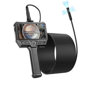 Triple Lens Endoscope With 32.8FT Newly Ultra-Rigid Cable, Industrial Borescope With Light, 5 HD IPS Screen, 8  2 Lights, 8X Zoom, 5000mAh, IP67 (Option: default)