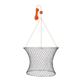 Double Ring Crab Trap, 24 Inch Top, 20 Inch Bottom, Two Rings Crab Kit, Foldable Fishing Net With Gauge, 60 Ft Rope, Wire Grid Bottom, Rock And B (Option: default)